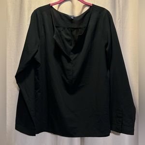 American Eagle Long Sleeve Blouse Shirt V Neck Black